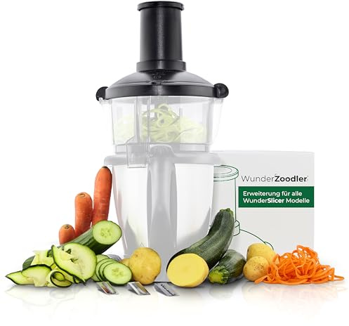 Wundermix - WunderZoodler® • Spiralschneider-Erweiterung für WunderSlicer • Kompatibel mit Thermomix TM31 und Monsieur Cuisine MC Smart • Zoodles Maker • Gemüsenudeln Schneider