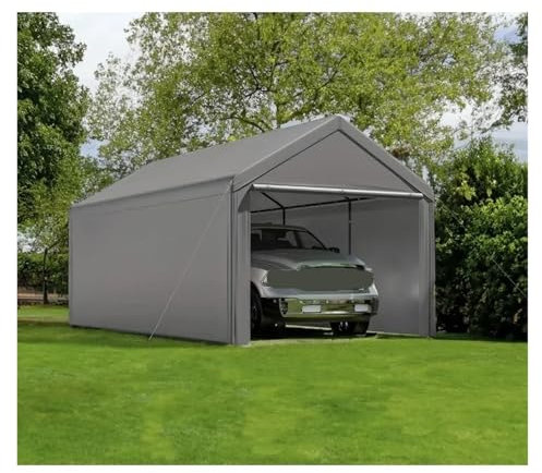 LIZHAYG Tettoia Auto per Esterno Carport Esterno 10x20 Piedi, tettoia for carichi Pesanti, Garage Portatile con pareti Laterali e Porte Rimovibili Garage Pieghevole per Moto Tenda
