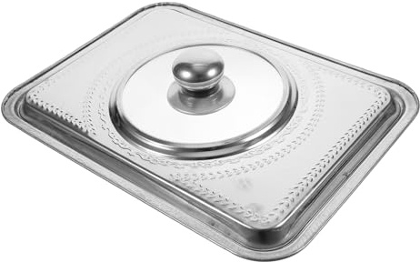 FUNNETOYU Bandeja Rectangular Tapa Visible Para Pescado y Tapa Sartén Acero Inoxidable Utensilio De Cocina Versátil