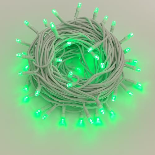 IXTRIMA Catena Luminosa LED, catenaria 10 Metri da esterno, 100 Luci, IP65 Impermeabile e Prolungabile con Effetto Flash, per Natale, Negozi, Balcone (luce verde - flash, Cavo bianco)