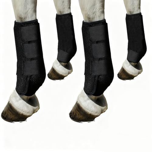 Fasce per le gambe del cavallo, stinchi per cavallo, protezione per le zampe anteriori e posteriori, fasce per la protezione delle gambe, protezione per i tendini delle gambe(Black four,S)