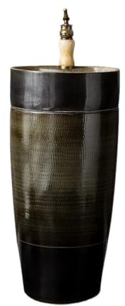 Lavabo Para Lavandería Lavabo Con Pedestal Retro Negro, De Pie For Baño, For Balcón For El Hogar Lavabos Exteriores Independientes