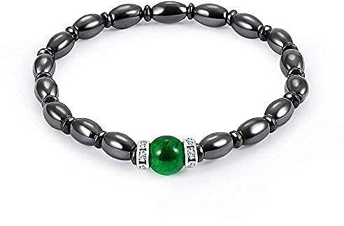 ZJchao ZJchao Magnetisches Armband zur Gewichtsreduktion, Magnetarmbänder, Magnetarmband-Schmuck, schwarzer und grüner Stein, Gesundheitsarmband, Geschenk für Damen und Herren