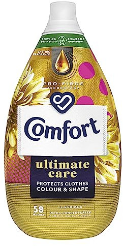Comfort Ultimate Care Luxurious Ultra-Concentrated Fabric Conditioner bottle made of 100% recycled plastic* for complete clothes protection 58 Wash 870 ml
