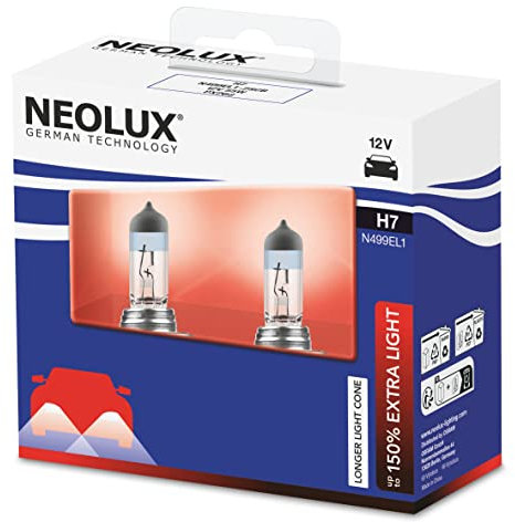 NEOLUX 150% Extra Light H7, Halogen-Scheinwerfer, N499EL1-2SCB, 12 V, 60/55 W, Softcover-Box (2 Lampen), white