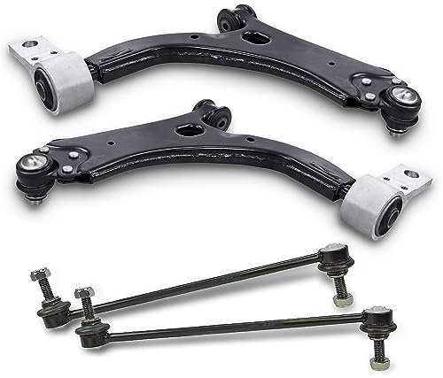 BESTPRICE 2x Brazo de control del eje delantero inferior izquierdo y derecho, 2x barra de acoplamiento delantera compatible con FORD FIESTA Mk5 (JH_, JD_), FIESTA Mk5 Van,FUSION (JU_), MAZDA 2 (DY)