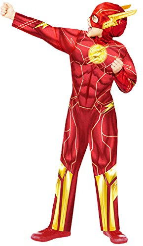 amscan 9915759 - Kids Official Warner Bros the Flash Boys Fancy Dress Costume Age: 8-10 Yrs, Red