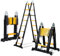 Ikodm Échelle télescopique pliante en aluminium - 5 m - Avec doubles roulettes amovibles - Charge maximale : 150 kg - Multifonction - Antidérapante - Noir et jaune