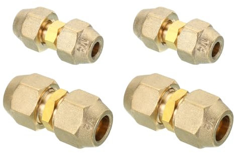 PATIKIL Ensemble de Raccord de Joint D'Extension de Tuyau, 4 Pièces de Raccord de Tuyau en Cuivre AC Sans Soudure avec Écrous à Bride pour Tuyau en Cuivre de Diamètre 1/4 et 1/2