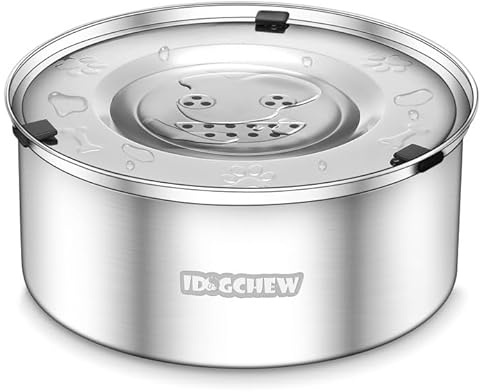IDOGCHEW Bebedero Flotante para Perros de Acero Inoxidable – Cuenco Antigoteo con Bandeja Cerrada, Agua Limpia sin Salpicaduras, Base Antideslizante, 1L / 3L