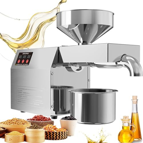 Automatic Oil extractor,Cold Hot Press Food Grade Stainless Steel Oil Extractor,Organic Oil Press Machine for Commercial Home Kitchen,Peanut Sesame Canola Sunflower Seedst,220V