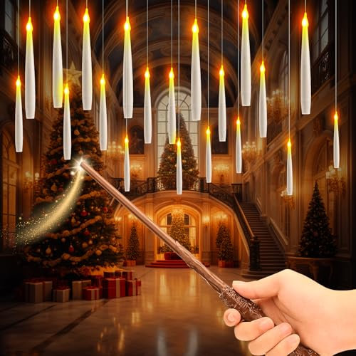 Yizhet 20 Stück LED Schwebende Kerzen mit Fernbedienung - Batteriebetrieben, flackernde Flamme, Timerfunktion, perfekt für Halloween- und Weihnachtsdeko