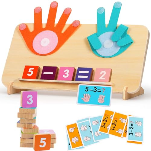 Holz Mathe Spielzeug, Zahlen Lernen für Kinder, Fingerzähl-Mathespielzeug