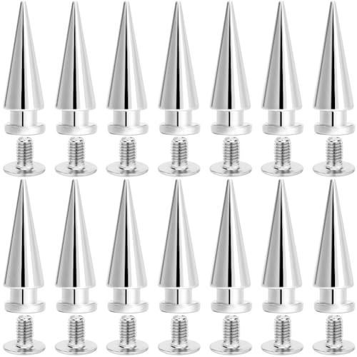 GORGECRAFT 1 låda 30 set 20 mm silver spikdubbar metalllegering kon punk rund skruv spikdubb läderarbete dekoration träd små nitar för läder kläder jackor skor gör-det-själv hantverk tillbehör