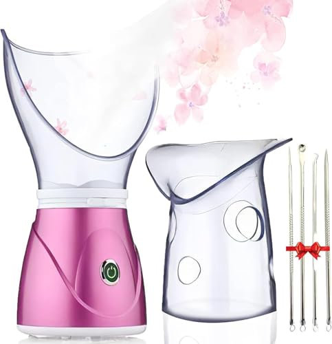 Facial Steamer, Apstour® Facial Steamer Warm Mist Moisturizing Sinuses Face Steam Cleaning Pores Blackheads Home Sauna SPA Face Humidifier Sprayer BPA Free Steaming Skincare (Pink)