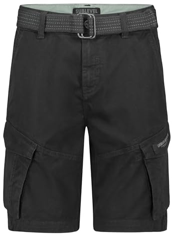 Sublevel Pantaloni corti da uomo, in denim, da jogging, stile vintage, W29 – W42, Cargo Nick Black, 38W