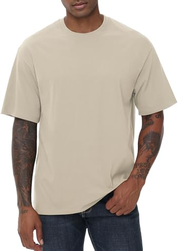 T-shirts för män, överdimensionerad basic, bomull, t-shirt, rund hals, kortärmade sommartoppar, lös passform, pack T-shirt, kaki, XL