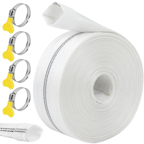 KOVSGQ Tuyau Refoulement 1 1/2 Tuyau Plat Tuyau En Tissu 38mm 20m Avec 4 Clips pour Pompes à Eau Submersibles Et Autres Bassin De Drainage Irrigation De Jardin Bain à Remous Piscine Ou Puisard