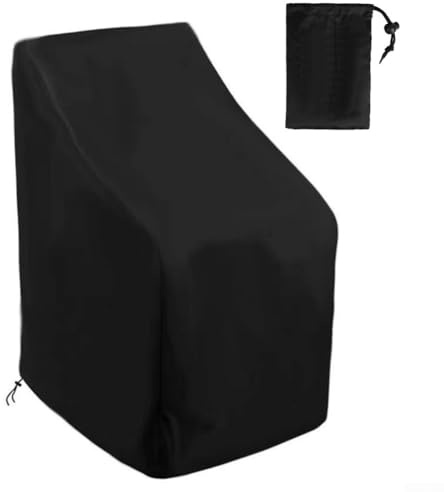Housse pour meubles d'extérieur, housse de chaise empilée 210D avec cordon de serrage réglable pour la résistance au vent et la protection contre les intempéries (65 cm + sacs de rangement)