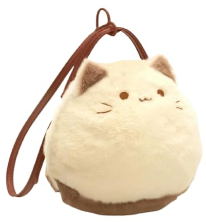 Sac messager en forme de chat mignon – Petit sac à main en forme de chat en peluche, bandoulière réglable, à main léger, accessoire à bandoulière | Fourre-tout doux pour rencontres, rassemblement,