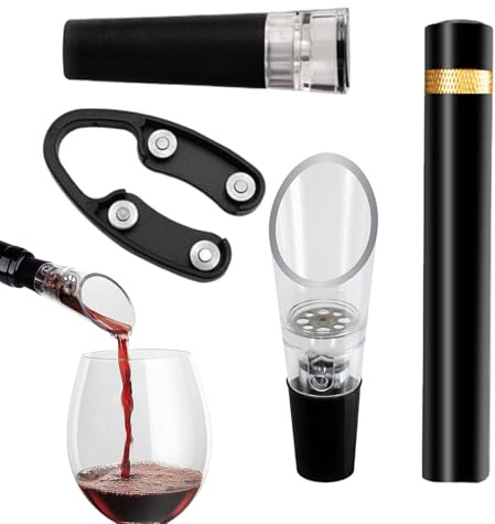 Zunishaone vinöppnare set, 4-delat set med luftpumpsöppningsverktyg och lockborttagare – korkskruv för servitörer, för bartendrar, vuxna, öl, julfest, halloween, kök och hem