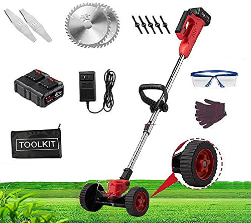 Tondeuse à gazon sans fil avec tête de coupe rotative à 90° et batterie rechargeable 42 TV, manche télescopique réglable de 90 cm à 120 cm, idéale pour un entretien efficace de la pelouse