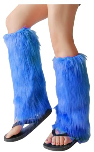 YCBMINGCAN Calentadores de piel para mujer, coloridos y esponjosos, largos calentadores de piernas de felpa en los años 90 y estilo Y2K, como accesorio de disfraz para fiestas, festivales, carnaval y