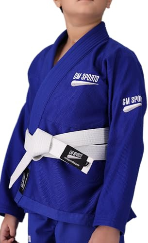 Premium Jiu-Jitsu Gi for Kids – Lightweight 450 GSM Pearl-Weave BJJ Kimono, Durable Training & Competition Martial Arts Uniform, Kids BJJ Gi Set with Ripstop Pants (Blue, M2)