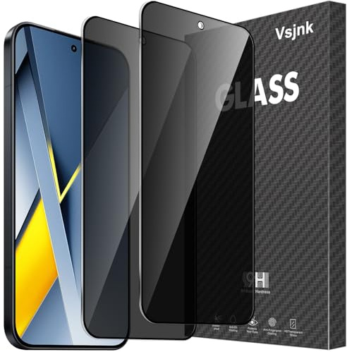 Vsjnk Anti-spyning, insynsskydd kompatibel med Xiaomi 17 Ultra/Poco F8 Ultra med 2 stycken integritetsskydd, härdat glas med fingeravtryck ID, kompatibel 9H skärmskyddsfilm, för Xiaomi 17 Ultra