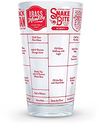 Fred & Friends 5197037 GOOD MEASURE Beer Cocktail Recipe Glass 9 x 9 x 15 cm