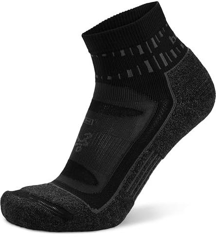 Balega Blister Resist Quarter Calze Da Corsa In Mohair: Riduzione Dell'Attrito, Eliminazione Delle Vesciche, Piedi Freschi E Asciutti, Massimo Ammortizzamento,Large (EU 43-45.5),Grigio/Nero