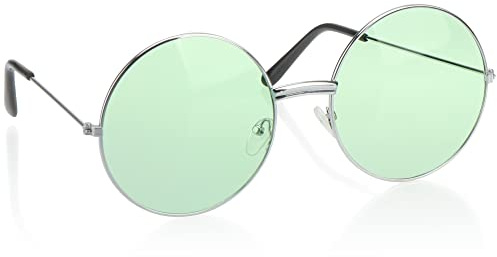 com-four® Hippie Brille grün - Partybrille 70er Jahre mit grünen XXL Gläsern für Fasching, Karneval, Schlagermove oder eine Mottoparty - Brille mit getönten Gläsern - Kostümzubehör (1 Stück - grün)