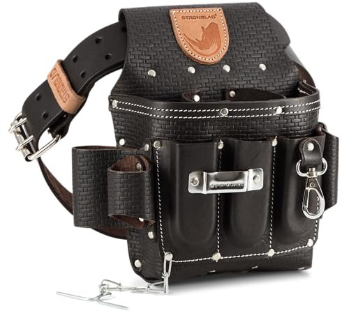 STRONGLAD Leder-Werkzeugtasche, Gürtel für Männer und Frauen, Elektriker, Trockenbau-Arbeitstasche, Schreiner, Bau-Werkzeuggürtel, Tischler-Werkzeuggürtel, Taschenwerkzeug-Organizer,