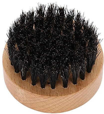 Spazzola da barba da uomo rotonda con manico in legno naturale e setole morbide per baffi, spazzola per lo styling e la toelettatura, bella e pratica