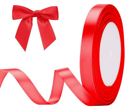 G2PLUS Red Stain Ribbons, 10mm Gift Wrap Ribbon, 22M Ribbons for Gift Wrapping, Christmas Day Decorative Ribbon, Thick Fabric Ribbon, Gift Wrapping Ribbon for Crafting, Wedding Party Decoration