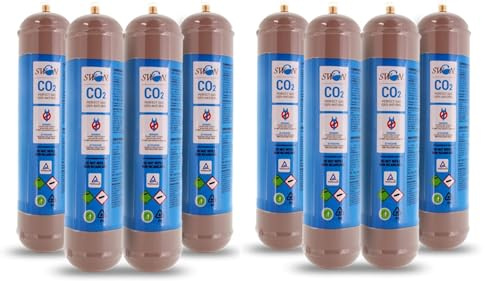 BELLEROFONTE - Bombole CO2 600g E290 per Gasatore Acqua Frizzante – Attacco M11x1 Compatibile Universale – Set Risparmio 8 Pezzi - Certificata TUV