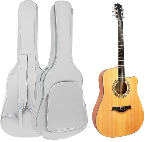 REMAGIC Acoustic Guitar Bag 40 41 Inch, Double Shoulder Adjustable Straps Guitar Case, Waterproof Soft Padded Guitar Gig Bag, Large Capacity Pocket Guitar Backpack for Acoustic Classical Guitar, Grey