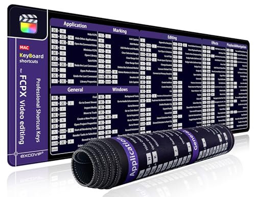 excovip Final Mauspad - ‌Final Cut Pro Shortcuts Mouse Pad Tastaturkürzel Final Mousepad Office Mauspad 80 x30 x 0.2cm rutschfeste Design Tisch-Unterlage