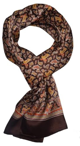 UK_Stone herr 100 % ren silkesscarf vintage klassiskt mönster dubbelskikt tryckt, #1 brun, en storlek