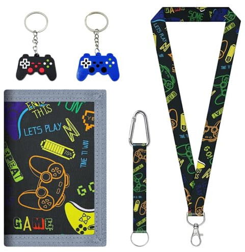 Touosy Cartera Niño Tarjetero Hombre Wallets for Men Riñonera Plegable con Llavero Ccartera Juvenil Chico Regalo para Niños y Niñas de Cumpleaños Regalos para el Regreso a la Escuela (Negro)