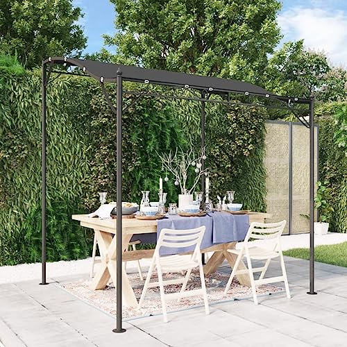 Mokuyary Markis, antracit 2 x 2,3 m 180 g/m², tyg och stål, paviljong, trädgårdstält, festtält, trädgårdspaviljong för trädgård, fest, festival, bröllop