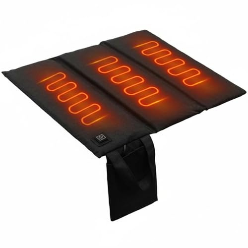 ＡＷＨＡＯ Colchoneta Plegable Calefactada Calefacción Asiento Calefactable Portátil Grueso Asiento Plegable Calefactable para Senderismo, Negro