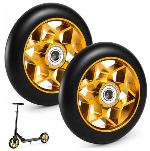 2 neumáticos para patinete Stunt de 110 mm, ruedas de repuesto para patinete de acrobacias y kickroller, neumáticos gruesos de PVC con rodamientos ABEC-9, duraderos y manejables
