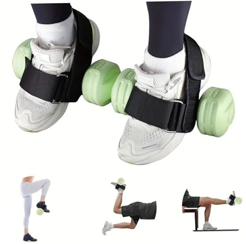 2 piezas de accesorio para pies con mancuernas, correas ajustables para levantamiento de pesas, correas para tobillos, entrenamientos de piernas para flexores de cadera, férula de espinilla y rizos d