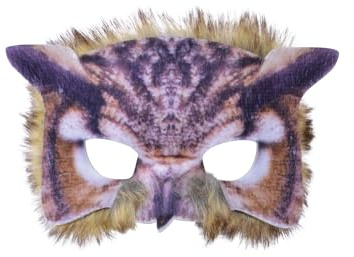 Forum Novelties X78697 Fur Mask Owl Face Realistic Look, unisex-adult, Multi-Colour, One Size, World Book Day