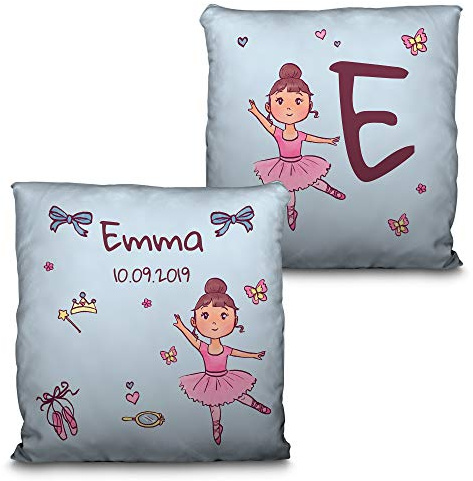 LolaPix Cojines Decorativos bebé. Regalo bebé. Regalo Personalizado con Nombre. Fecha/Inicial. Cojín con Relleno Incluido. Varios diseños. Bebé Bailarina Rosa