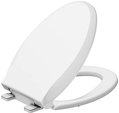 Elongated Toilet Seat Soft-Closing | Universal Fit for Standard Toilets | Thickened Durable PP Plastic with Quick Installation Hinge | Easy-Clean Surface