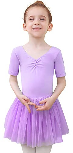 Tancefair Ballettbekleidung Ballettkleid Mädchen Baumwolle Balletttrikot Ballettanzug Tanzkleid Tanzbody mit Rock Tütü