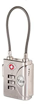 Yale TSA Approved Cable Luggage Locks with Combination for Travel, Backpack, Suitcase, and Accessories Steel