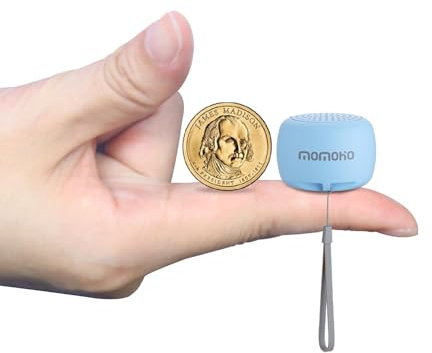 Momoho Mini Bluetooth Speaker with Camera Remote Control For Smartphones, TWS Pairing Stereo Bluetooth Speaker, Portable Bluetooth Speaker Wireless(Mini Round, Blue)